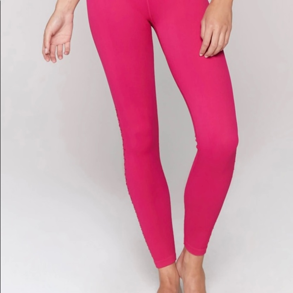 STACY Pink VELVET HIGH WAIST LEGGINGS